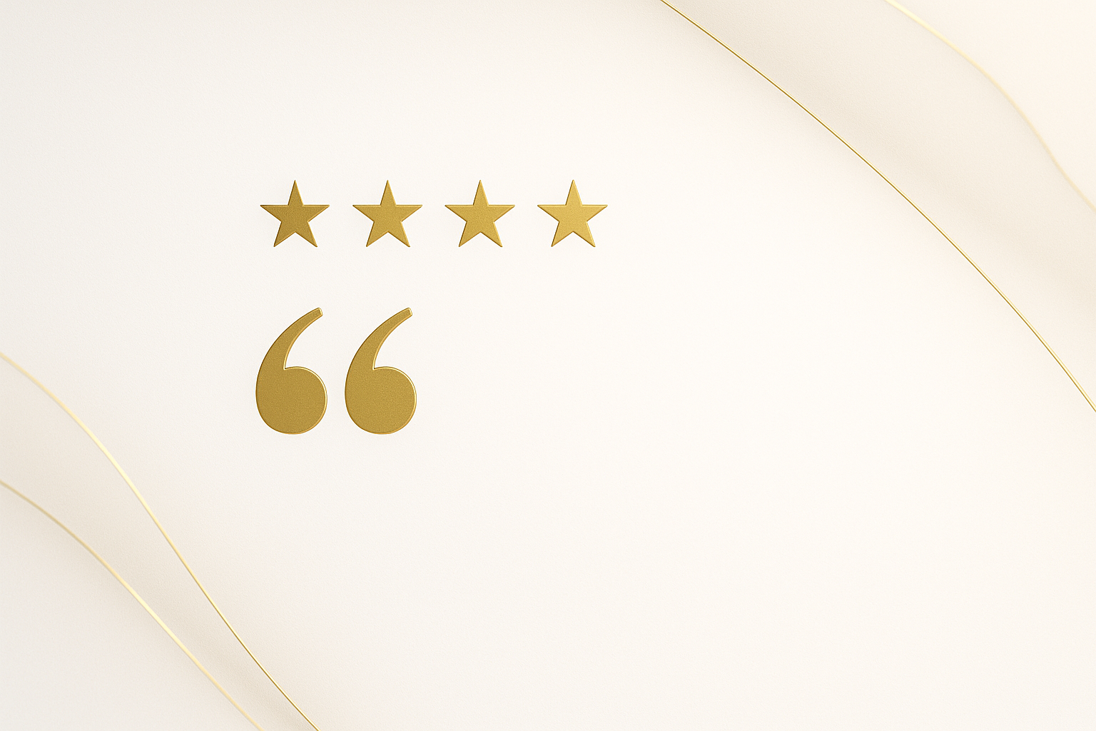 Elegant light background (white or beige with a golden accent), featuring visual elements like ⭐⭐⭐⭐⭐ stars for reviews and a large quote icon. Minimalist and modern design, luxury-inspired, suitable for a fashion store that sells bags, accessories, and watches. Clean, simple, and premium look.